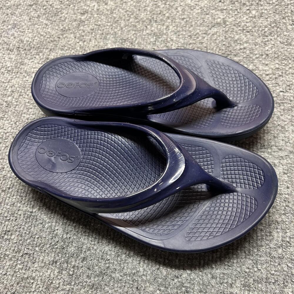 OOFOS Sandals Womens Size 5 Blue Recovery Thong Flip Flops Comfort EU 36